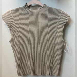 Calvin Klein Sweater With Shoulder Pads. Tan. Size Small. too small.